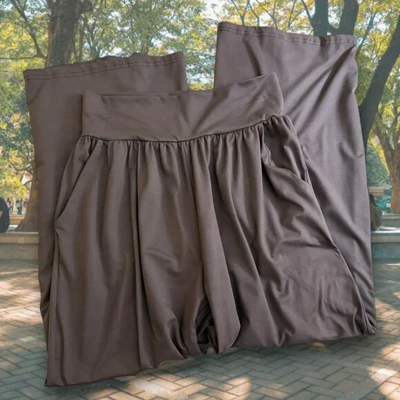 Super Baggy Comfy Ultra Soft Stretchy Jersey Knit Bouncy Flare Wide Leg Pants - Picture 7 of 9